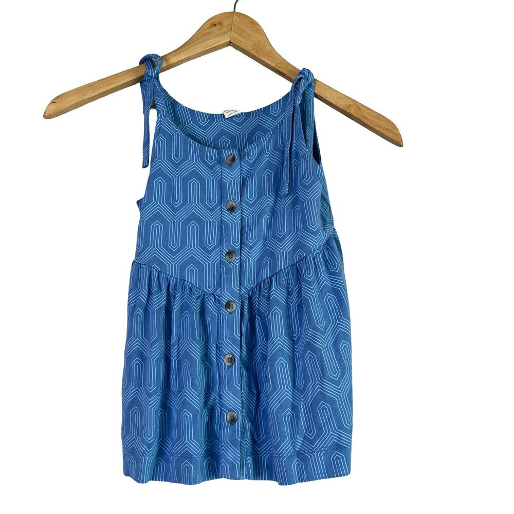 KATE QUINN Girls Tie Strap Tank Top Blue Deco 5Y
